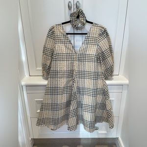 Ganni plaid dress, worn once. Matching hair scrunchie included!